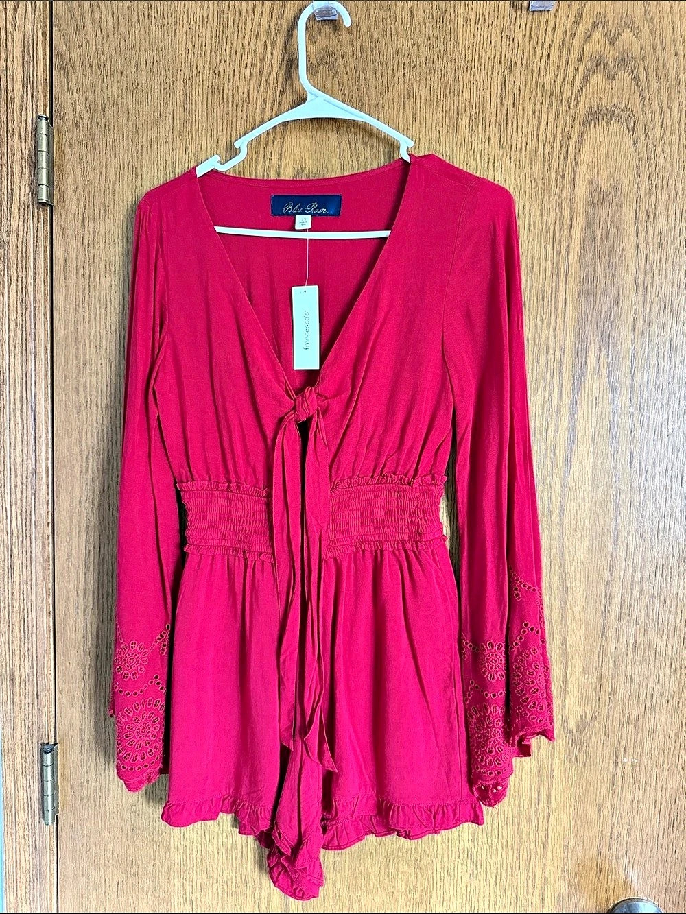 Blue Rain Francesca's Ruffle Romper Long Sleeve Pink XS NWT